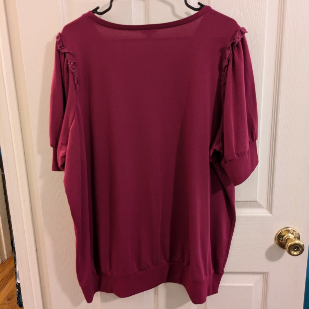 🔴3/$15 Torrid, pink, light weight, French terry, short sleeve top - Picture 10 of 13